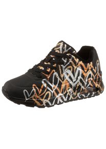 Sneaker Skechers "UNO - METALLIC LOVE", Damen, Gr. 40, schwarz, Lederimitat, Schuhe Sneaker, Freizeitschuh, Halbschuh, Schn&uuml;rschuh mit trendigen Metallic-Print