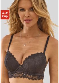 Push-up-BH Vivance "Julia", Damen, Gr. 70, Cup A, schwarz, Spitze, Obermaterial: 60% Polyamid, 35% Polyester, 5% Elasthan, BHs Push-up-BH, aus Jacquardspitze in leichter Longform, sexy Dessous