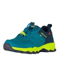 Outdoorschuh Trollkids "Kids Trolltunga Hiker Low XT", Kinder, Gr. 40, blau (harbor blau, spring leaf, schwarz indigo), Synthetik, Textil, Schuhe Outdoorschuh, wasserdicht