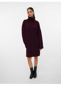 V&eacute;ro Moda Strickkleid VERO MODA "VMAQUARIUS LS ROLLNECK SHORT DRESS BF", Damen, Gr. S, N-Gr, winetasting detail:with melange, Strick, Obermaterial: 65% Polyester, 13% Nylon, 13% Polyacryl, 6% Wolle, 3% Elasthan, meliert, regular fit kurz, Rippstrickb&uuml;ndchen, Kleider Strickkleid