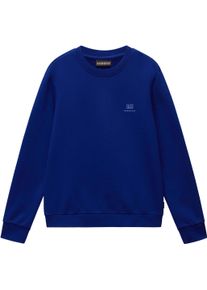 Sweatshirt Napapijri, Damen, Gr. L, blau (bellwether blau), Web, Obermaterial: 100% Baumwolle, unifarben, normal, Rundhals, eingesetzt Rippb&uuml;ndchen, Sweatshirts Sweatshirt, Mit Rundhalsausschnitt