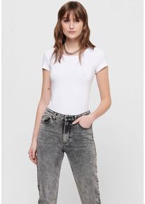 Rundhalsshirt Only "ONLLIVE &ndash; Rundhalsshirt mit figurbetonter Silhouette", Damen, Gr. L, wei&szlig;, Jersey, Obermaterial: 95% Baumwolle, 5% Elasthan, unifarben, sehr figurbetont normal, tiefer Rundhals, Shirts Rundhalsshirt, sehr figurbetont, modisch, Baumwollmischung, Jersey, tiefer Rundhals
