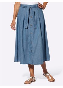 Jeansrock Classic Basics, Damen, Gr. 46, blau (blau, bleached), 100% Baumwolle, unifarben, wadenlang, R&ouml;cke Jeansrock