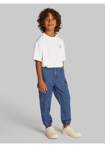 Calvin Klein Jeans Jogginghose CALVIN KLEIN "VIBRANT BLUE DENIM JOGGER", Jungen, Gr. 16 (176), N-Gr, blau (vibrant blau), Denim/Jeans, Obermaterial: 100% Baumwolle, unifarben, normal normal, Hosen Jogginghose, mit Cargotaschen