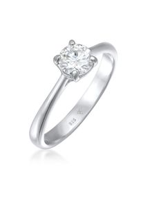 Silberring Elli Premium "Ring Moissanite Solit&auml;r Verlobungsring 925 Silber" Gr. 52, silber, Fingerringe, Damen, 52, Silber 925 (Sterlingsilber), Silberring