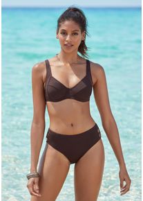 B&uuml;gel-Bikini Vivance, Damen, Gr. 42, Cup F, braun (dunkelbraun), Polyamid, unifarben, Bikini-Sets B&uuml;gel-Bikini, mit goldfarbenen Zierkn&ouml;pfen