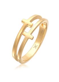 Silberring Kuzzoi "Ring Herren Kreuz Double 925 Silber" Gr. 66, gold, Fingerringe, Damen, 66, Silber 925 (Sterlingsilber), Silberring