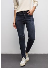 Slim-fit-Jeans Street One "Style York", Damen, Gr. 27, L&auml;nge 30, blau (blau schwarz washed), Denim/Jeans, Obermaterial: 99% Baumwolle, 1% Elasthan, unifarben, slim fit lang, Jeans Slim-fit-Jeans, im 5-Pocket-Style und mit Stretch