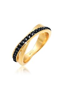 Silberring Elli "Ring Wickelring Zart 925 Silber, mit Kristallen von Swarovski" Gr. 60, schwarz, Fingerringe, Damen, 60, Silber 925 (Sterlingsilber), Silberring