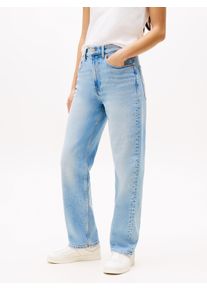 Straight-Jeans Tommy Jeans "LAYLA HR SLIM STR", Damen, Gr. 27, L&auml;nge 32, blau (denim light), Denim/Jeans, Obermaterial: 81% Baumwolle, 18% Lyocell, 1% Elasthan, unifarben, slim fit kn&ouml;chellang, Jeans Straight-Jeans, in Kn&ouml;chell&auml;nge