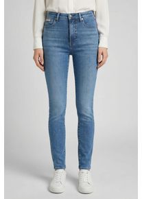 Skinny-fit-Jeans Calvin Klein Jeans "HIGH RISE SKINNY", Damen, Gr. 34, L&auml;nge 32, blau (midtown blau), Denim/Jeans, Obermaterial: 80% Baumwolle, 12% Polyester, 6% Elastomultiester, 2% Elasthan, unifarben, skinny fit lang, Jeans Skinny-fit-Jeans, Skinny fit