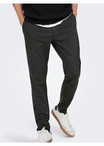 Only & Sons Chinos ONLY & SONS "ONSMARK SLIM CHECK 020960 PANT", Herren, Gr. 36, L&auml;nge 32, grau (coffee bean), Web, Obermaterial: 64% Viskose, 31% Polyester, 5% Elasthan, meliert, slim fit normal, Hosen Chinos