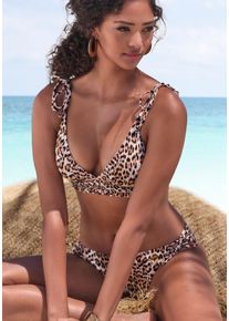 Triangel-Bikini Buffalo "Jane", Damen, Gr. 36, Cup A/B, braun (braun bedruckt), Microfaser, Bikini-Sets Triangel-Bikini, mit Animalprint