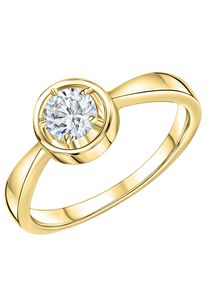 Fingerring Firetti "Schmuck Geschenk Silber 925 Silberring Solit&auml;r" Gr. 16, gold (gelbgoldfarben, kristallwei&szlig;), Fingerringe, Damen, 16, Silber 925 (Sterlingsilber), 2mm, Fingerring, mit Zirkonia (synth.)