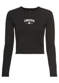 Longsleeve Converse, Damen, Gr. S (36), schwarz, Jersey, Obermaterial: 95% Baumwolle, 5% Elasthan, unifarben, Rundhals, Shirts Longsleeve