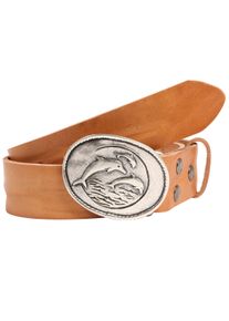 Lederg&uuml;rtel RETTUNGSRING G&Uuml;RTEL, Damen, Gr. 95, braun (cognac), Leder, unifarben, G&uuml;rtel Lederg&uuml;rtel, mit austauschbarer Schlie&szlig;e &raquo;Delfinfamilie Oval Silber&laquo;