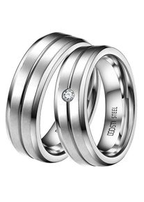 Trauring DOOSTI "Schmuck Geschenk Edelstahl Trauring Ehering Partnerring LIEBE" Gr. 52, silber (edelstahlfarben), Fingerringe, Damen, 52, ohne Zirkonia, Edelstahl, 6mm, Trauring, Made in Germany - wahlweise mit oder ohne Zirkonia