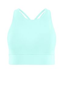 Sport-Bustier WINSHAPE "Functional Comfort Sport-BH SB103C", Damen, Gr. S, Normalgr&ouml;&szlig;en, blau (delicate mint), 85% Polyester, 15% Elasthan, BHs Sport-Bustier, mit R&uuml;cken-Applikation