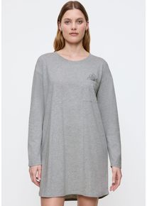 Nachthemd Triumph "Nightdresses NDK 01 LSL X", Damen, Gr. 44, N-Gr, Jersey, grau (dunkelgrau melange), Jersey, Obermaterial: 100% Baumwolle, Kleider Nachthemd, weich und atmungsaktiv
