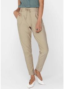 Jogger Pants Only "ONLPOPTRASH EASY RUSH STRIPE PNT NOOS", Damen, Gr. XS (34), L&auml;nge 30, wei&szlig; (humus stripes:with cloud dancer), Milano Rib, Obermaterial: 63% Viskose, 32% Nylon, 5% Elasthan, gestreift, kn&ouml;chellang, Hosen Jogger Pants