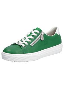 Plateausneaker Rieker, Damen, Gr. 37, gr&uuml;n (gr&uuml;n, wei&szlig;), Leder, Schuhe Plateausneaker, mit seitlichem Rei&szlig;verschluss, Freizeitschuh, Halbschuh, Schn&uuml;rschuh