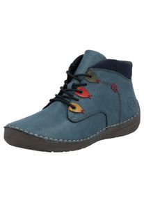 Schn&uuml;rboots Rieker, Damen, Gr. 38, blau (royalblau, dunkelblau), Lederimitat, Textil, kontrastfarbene Details, Basic, Schuhe Schn&uuml;rboots, Stiefelette, Casualboots, High Top Sneaker mit Innenrei&szlig;verschluss