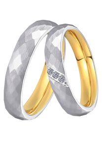 Trauring DOOSTI "Schmuck Geschenk Edelstahl Trauring Ehering Partnerring LIEBE" Gr. 72, gold (edelstahlfarben, gelbgoldfarben), Fingerringe, Damen, 72, ohne Zirkonia, Edelstahl, 4mm, Trauring, wahlweise mit oder ohne Zirkonia