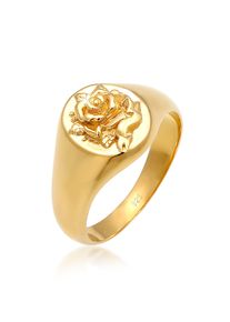 Siegelring Elli "Ring Siegelring Damen Rose 925er Silber" Gr. 58, gold, Fingerringe, Damen, 58, ohne Stein, Silber 925 (Sterlingsilber), 9mm, Siegelring