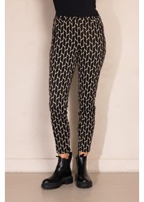 7/8-Hose Zhrill "ZHCHIARA", Damen, Gr. 30, N-Gr, schwarz-wei&szlig; (schwarz beige gemustert), Web, Obermaterial: 72% Polyester, 26% Viskose, 2% Elasthan, kn&ouml;chellang, Hosen 7/8-Hose, Grafisches Allover-Muster, Slim Fit, kn&ouml;chellang