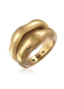 Silberring Elli Premium "Ring Bandring Bicolor Organic Look 925 Sterling Silber vergoldet" Gr. 58, gold, Fingerringe, Damen, 58, Silber 925 (Sterlingsilber), Silberring