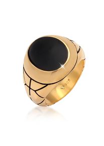 Siegelring Kuzzoi "Ring Herren Siegelring Oval Emaille 925er Silber" Gr. 58, gold, Fingerringe, Herren, 58, ohne Stein, Silber 925 (Sterlingsilber), 11mm, Siegelring