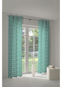 Vorhang Adam "Retro Floret" Gr. 1, blau (petrol), B:145cm H:145cm, Jacquard, Baumwolle (Bio-Baumwolle), Gardinen, Vorhang, aus 100% Bio-Baumwolle