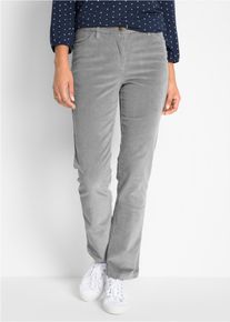 Cordhose bonprix "Stretch-Cordhose, Straight", Damen, Gr. 46, N-Gr, grau, Cord, Obermaterial: 98% Baumwolle, 2% Elasthan, unifarben, slim fit lang, Hosen Cordhose, aus Stretch-Material, Slim Fit, mit Eingrifftaschen