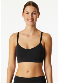 Bustier Schiesser "Unique Cotton", Damen, Gr. 44, N-Gr, schwarz, Obermaterial: 90% Baumwolle, 10% Elasthan, unifarben, BHs Bustier, mit herausnehmbaren Pads, ohne B&uuml;gel