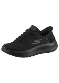 Slip-On Sneaker Skechers "GO WALK FLEX", Damen, Gr. 38, schwarz, Lederimitat, unifarben, Schuhe Slip-On Sneaker, Slipper, Freizeitschuh, Halbschuh mit Air-Cooled Memory Foam