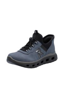 Slip-On Sneaker RIEKER SPORT "Ready2GO", Damen, Gr. 38, blau, schwarz, Lederimitat, Textil, Schuhe Slip-On Sneaker, Schlupfschuh, Halbschuh, Freizeitsneaker mit Schnellverschluss