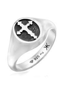 Siegelring Kuzzoi "Ring Siegelring Kreuz 925 Sterling Silber" Gr. 60, silber, Fingerringe, Herren, 60, ohne Stein, Silber 925 (Sterlingsilber), 10mm, Siegelring