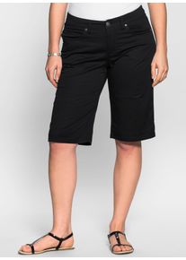 Bermudas sheego, Damen, Gr. 46, Normalgr&ouml;&szlig;en, schwarz, 97% Baumwolle, 3% Elasthan, unifarben, Hosen Bermudas