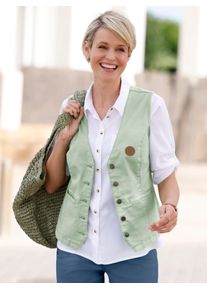 Jeansweste Classic Basics, Damen, Gr. 56, gr&uuml;n (eucalyptus), 97% Baumwolle, 3% Elasthan, unifarben, Westen Jeansweste