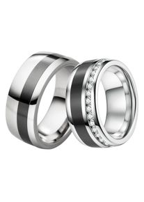 Trauring DOOSTI "Schmuck Geschenk Edelstahl Trauring Ehering Partnerring LIEBE" Gr. 60, schwarz (edelstahlfarben, schwarz), Fingerringe, Damen, 60, ohne Zirkonia, Edelstahl Keramik, 9mm, Edelstahl, Keramik, Trauring, Made in Germany - wahlweise mit oder ohne Zirkonia