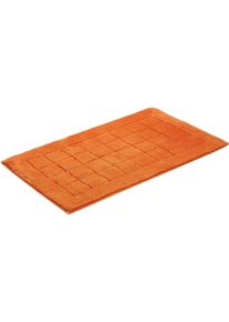 Badematte Vossen "Exclusive" Gr. 4, orange (fiesta), H:20mm, Baumwolle, Badematten, Badematte, Badteppich, Uni-Farben, Karo Muster, Hoch-Tief Effekt, reine Baumwolle