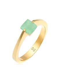 Silberring Elli Premium "Ring Jade Gr&uuml;n Dreieck klassik 925 Silber vergoldet" Gr. 66, gold, Fingerringe, Damen, 66, Silber 925 (Sterlingsilber), Silberring