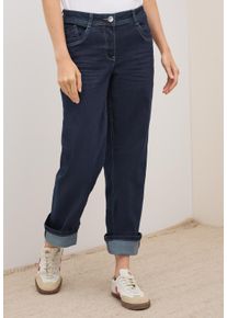 Straight-Jeans Cecil "Style NEELE Straight", Damen, Gr. 27, L&auml;nge 30, blau (rinsed wash), Denim/Jeans, Obermaterial: 69% Baumwolle, 29% Polyester, 2% Elasthan. Futter: 52% Polyester, 48% Baumwolle, unifarben, loose fit lang, Jeans Straight-Jeans, im Loose Fit