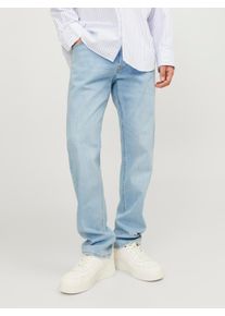 Jack & Jones Tapered-fit-Jeans JACK & JONES "JJIMIKE aus elastischem Material und Used-Waschung", Herren, Gr. 30, L&auml;nge 30, blau (blau, denim), Denim/Jeans, Obermaterial: 99% Baumwolle, 1% Elasthan, bequem lang, Jeans Tapered-fit-Jeans, Denim/Jeans, modisch, bequem, Baumwollmischung