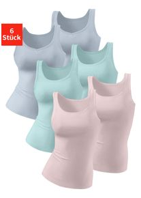 Achselhemd Petite Fleur, Damen, Gr. 48, N-Gr, bunt (blau, ros&eacute;, mint), Feinripp, Obermaterial: 100% Baumwolle, unifarben, k&ouml;rpernah, tiefer Rundhals, Unterhemden Achselhemd, aus reiner Baumwolle, Tanktop, Unterziehshirt