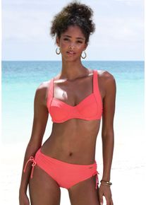 B&uuml;gel-Bikini-Top Lascana "Lolo", Damen, Gr. 36, Cup D, orange (koralle), Elasthan, Recycling-Polyamid, unifarben, Bikini-Oberteile B&uuml;gel-Bikini-Top, in modischer Schnittform