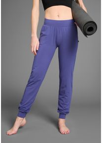 Yogahose OCEAN SPORTSWEAR "Soulwear - Yoga & Relax Pants - Loose Fit", Damen, Gr. 48, N-Gr, blau (navy), Obermaterial: 56% Baumwolle, 38% Viskose, 6% Elasthan, bequem lang, Hosen Yogahose, Seitliche Eingrifftaschen und B&uuml;ndchen f&uuml;r bequemen Sitz