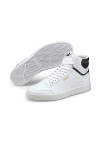 Sneaker Puma "SHUFFLE MID" Gr. 38, wei&szlig; (Puma wei&szlig;, Puma wei&szlig;, Puma schwarz, Puma team gold), Schuhe, Damen, 38, Synthetik, kontrastfarbene Details, unifarben, Sneaker