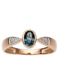 Diamantring Firetti "Schmuck Geschenk Gold 333 Damenring Goldring Farbstein Edelstein" Gr. 19, rosa (ros&eacute;goldfarben, wei&szlig;goldfarben, blau), Fingerringe, Damen, 19, P2 = erkennbare Einschl&uuml;sse, Diamanten Ros&eacute;gold 333, 7mm, Diamanten, Ros&eacute;gold 333, Diamantring, mit Blautopas - mit Brillanten