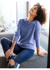 Rundhalspullover Classic Basics "Rundhals-Pullover", Damen, Gr. 44, blau (bleu), 100% Polyacryl, unifarben, Pullover Rundhalspullover